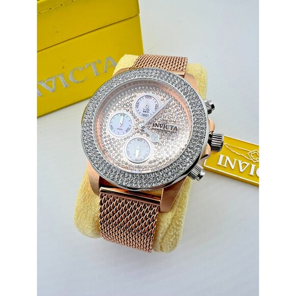 INVICTA Pro Diver Lady 40mm Rose Gold Stainless Steel Crystals 33385 Works *READ - Picture 1 of 14